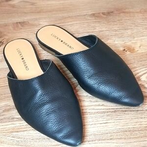 Lucky Brand Black Leather Mules Size 9 Medium